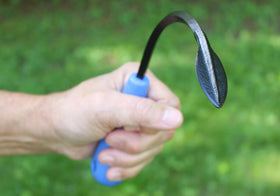 CobraHead mini weeder ergonomic handle close-up highlighting recycled plastic grip for comfortable use.