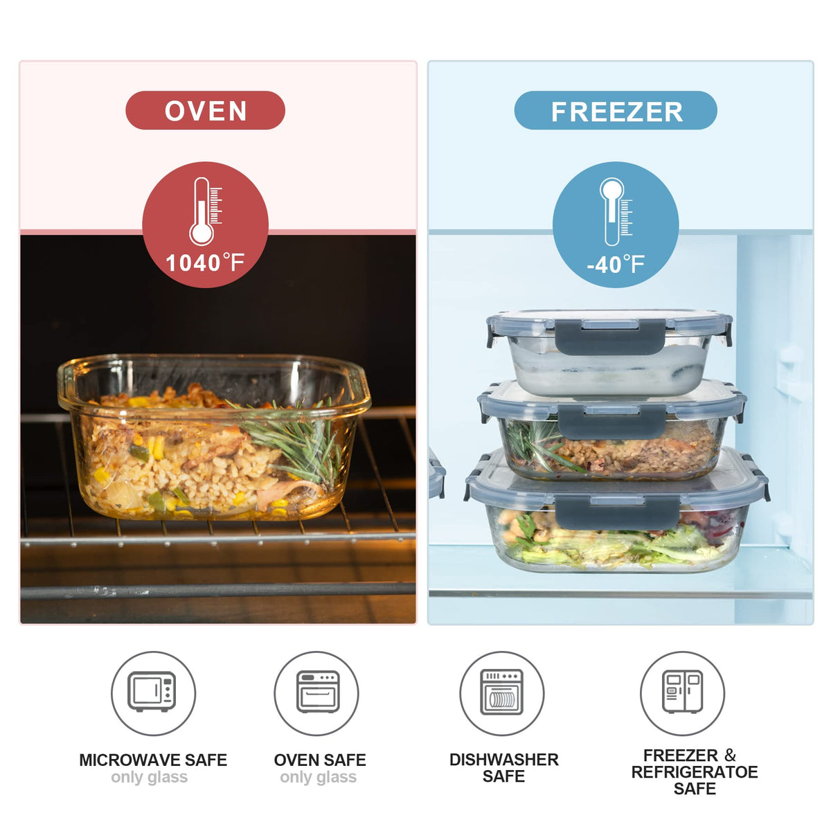 Coccot oven microwave freezer safe glass for flexible meal prep
