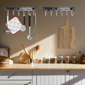 Cociat 12-item hook system keeps utensils organized on walls or under cabinets.