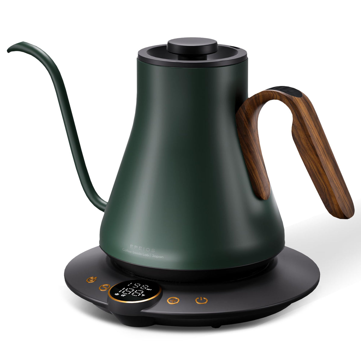 Cocinare Gooseneck Kettle with Delacroix Green pour spout enables controlled, steady pours.