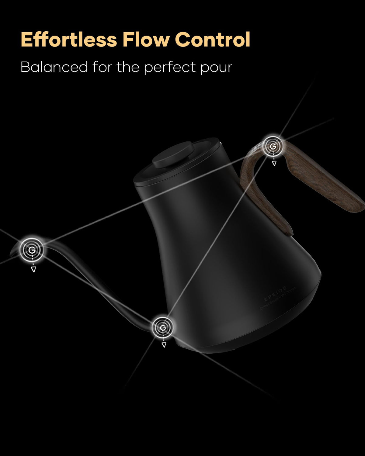 Cocinare gooseneck kettle pouring with steady, controlled stream