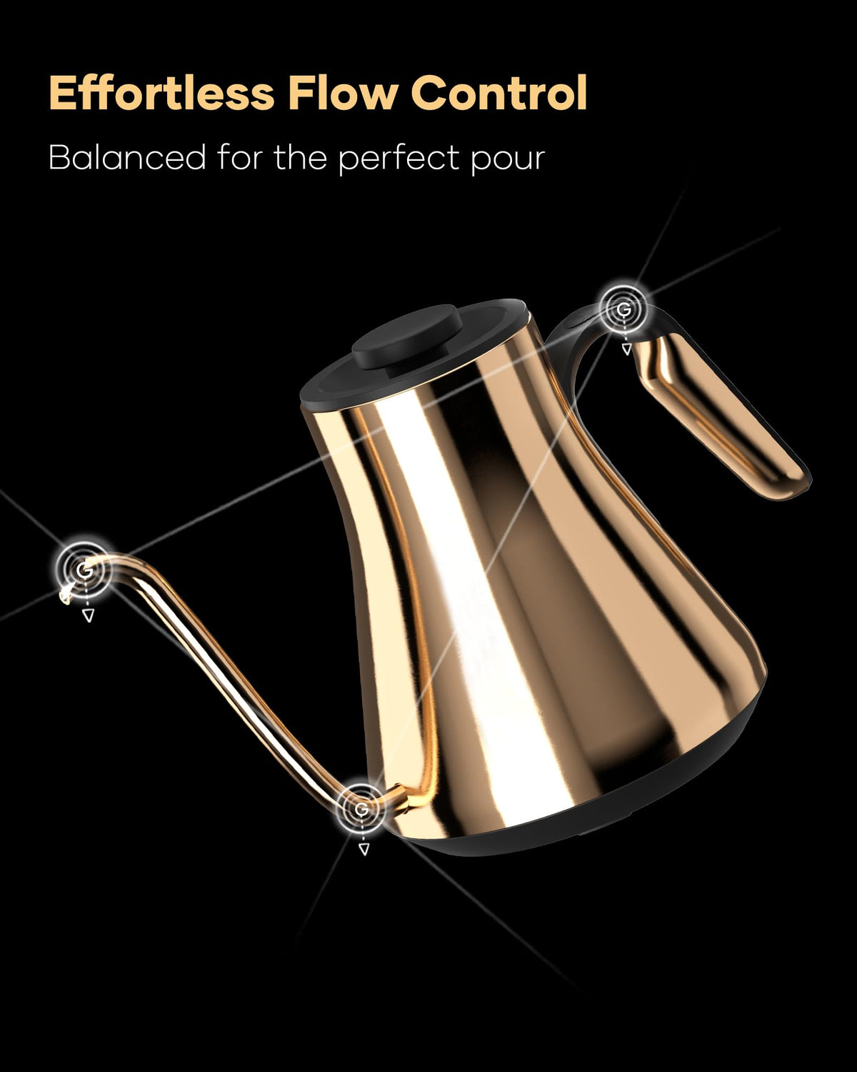 Cocinare Gustav Gold gooseneck kettle interior stainless steel for safe daily use.
