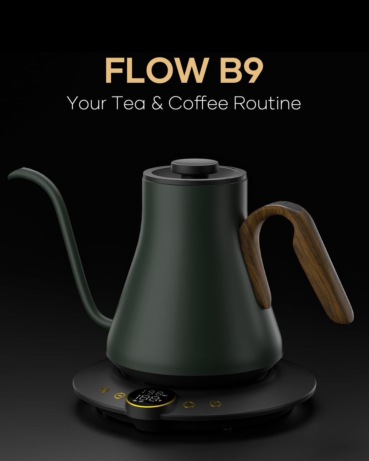 Cocinare Gooseneck Kettle with precise temperature display supports consistent brewing.