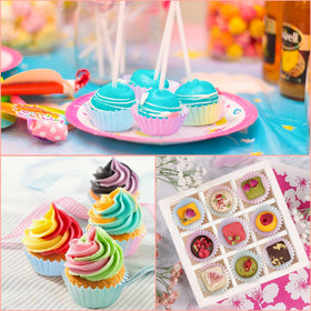 COCnny gradient liners suitable for cupcakes, chocolates, and candy favors.