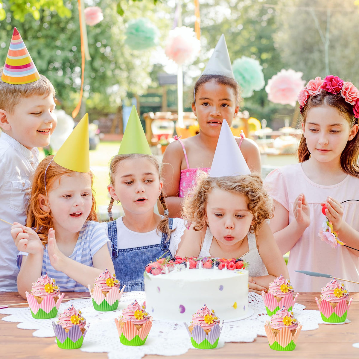 COcnny flower patterned cupcake liners suitable for gifts and dessert tables.