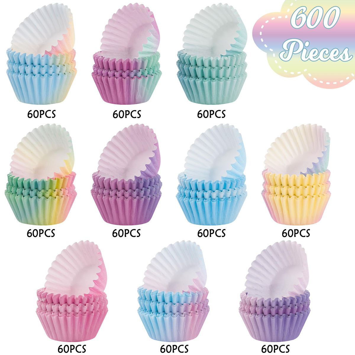 COCnny blue gradient cupcake liners highlight elegant muffins for baby showers.