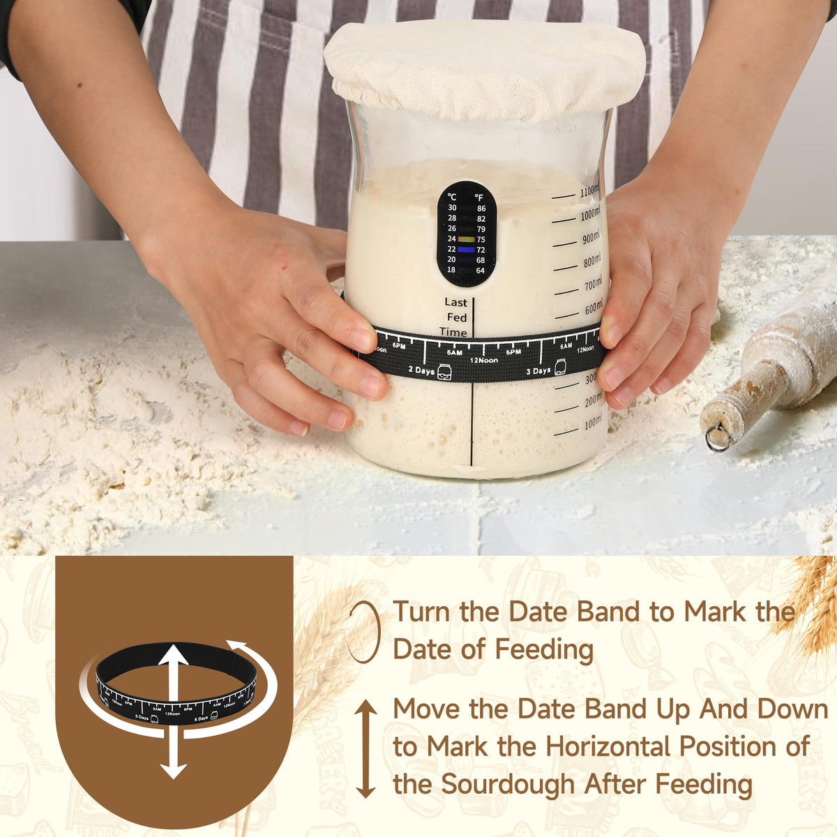Coco Bird Pro date bands to track fermentation milestones