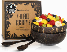 COCOBOWLCO natural finish coconut bowl for smoothies and Buddha bowls