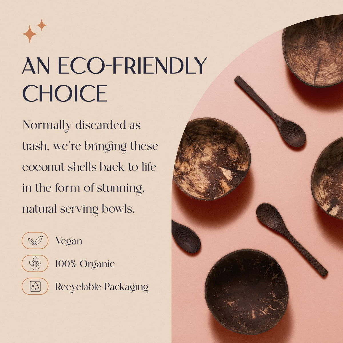 COCOBOWLCO coconut bowls with wooden spoons set for eco gifting
