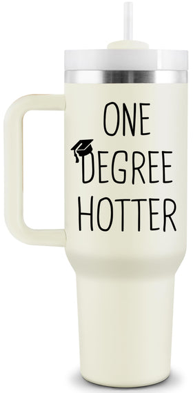 COCOGIFTS One Degree Hotter 40oz tumbler, front view, ideal for on-the-go hydration.