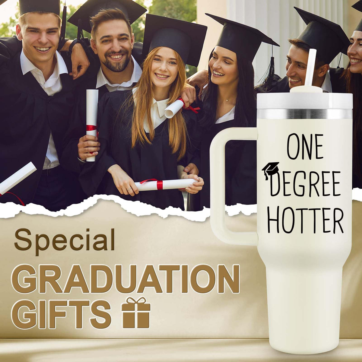 COCOGIFTS One Degree Hotter 40oz tumbler, side profile for commutes and daily use.