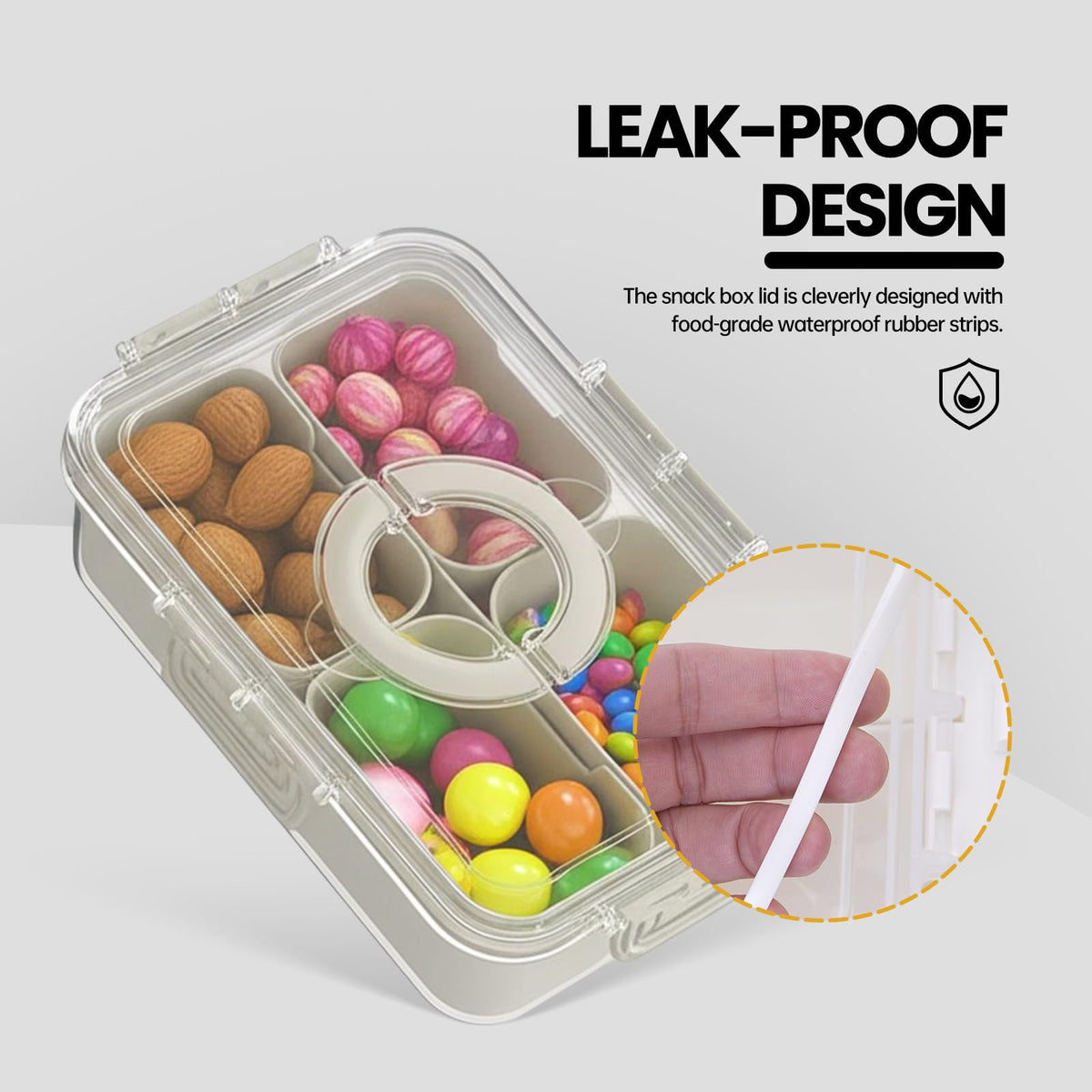 CODIEKEY Snackle Box with clip-on lock for secure carrying during travel.