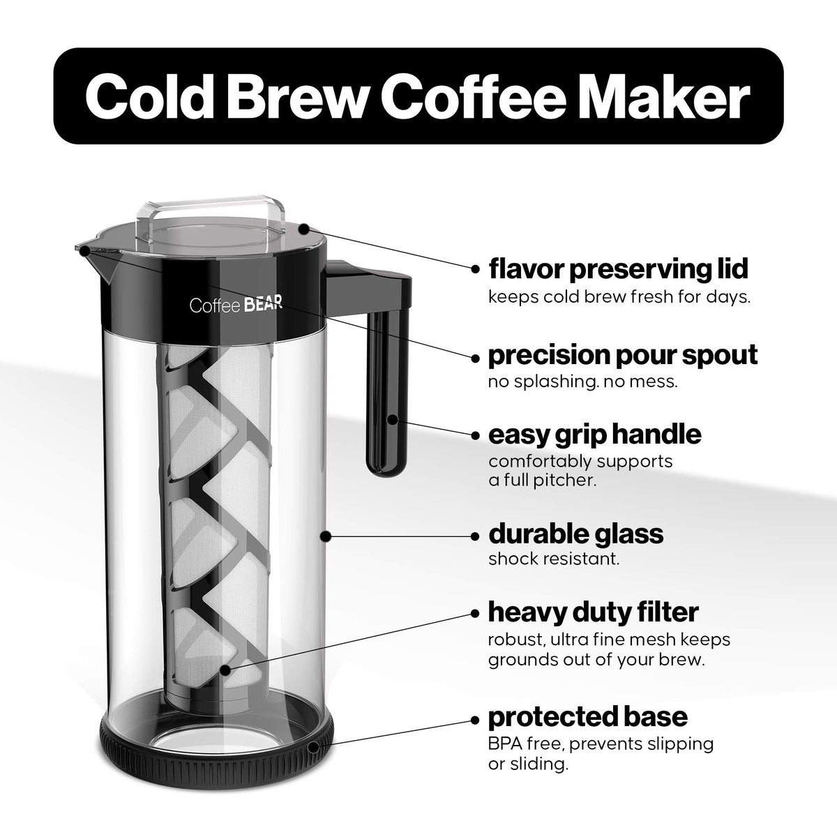 COFFEE BEAR large-capacity pitcher yields up to five cups
