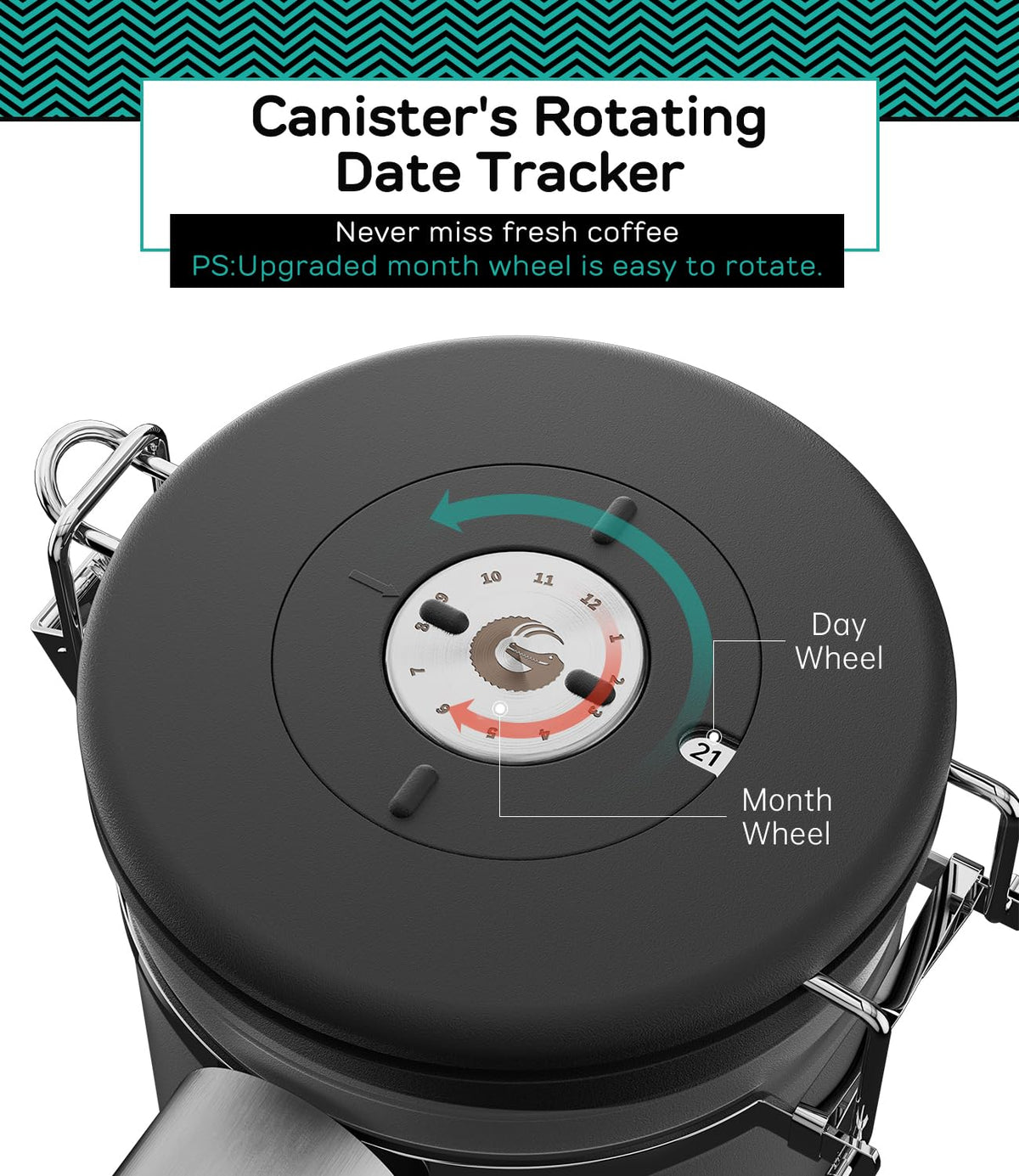 Coffee Gator canister seal shown as durable airtight closure