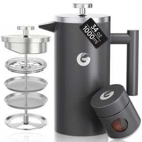 Coffee Gator French Press 34 oz capacity for large-batch brewing.