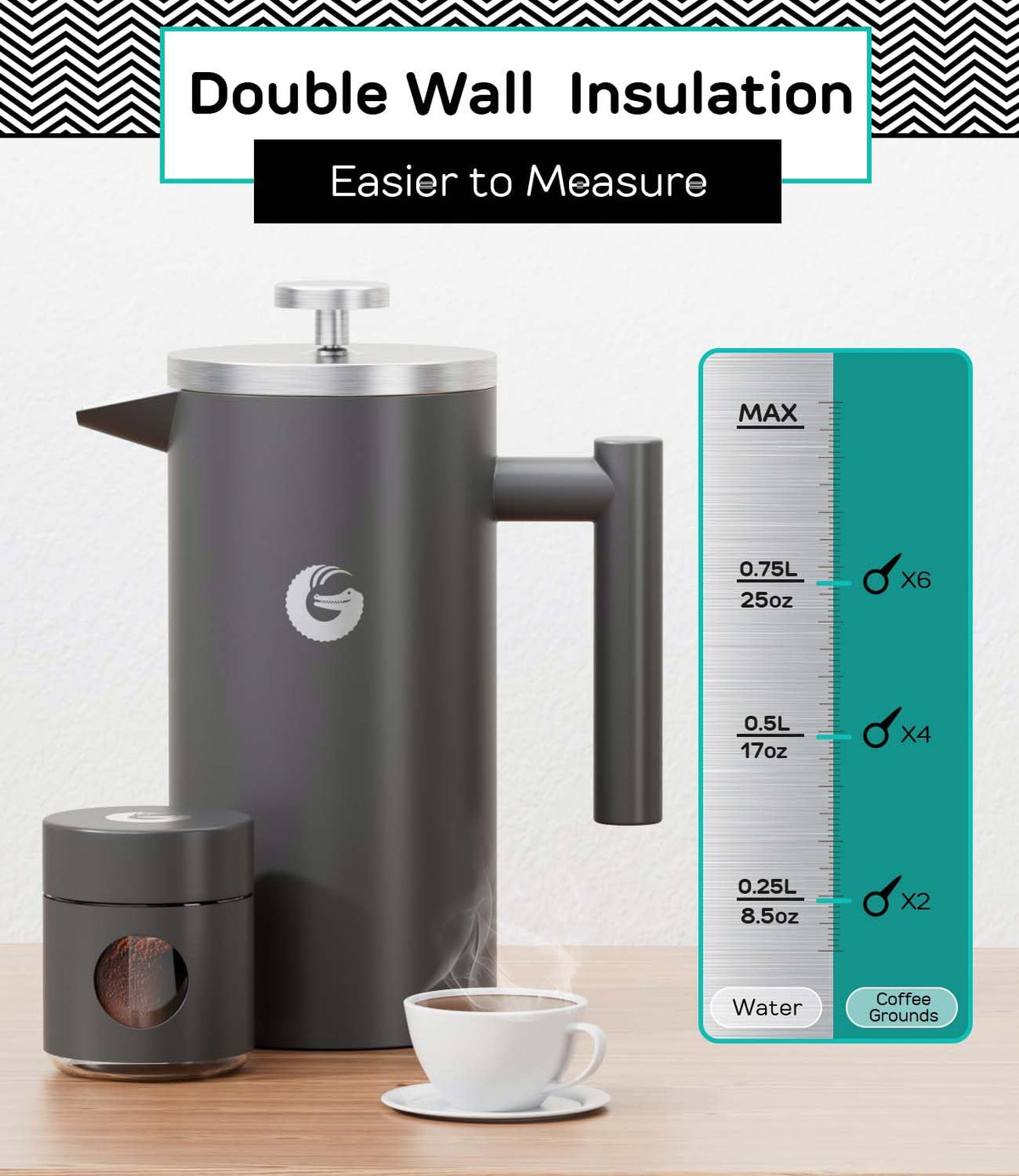 Coffee Gator French Press delivers a rich, full-bodied brew.
