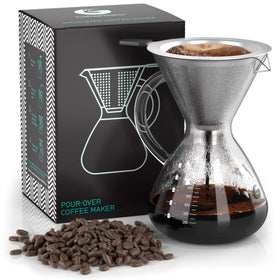 Coffee Gator pour-over glass brewer with a precise pour for flavorful coffee