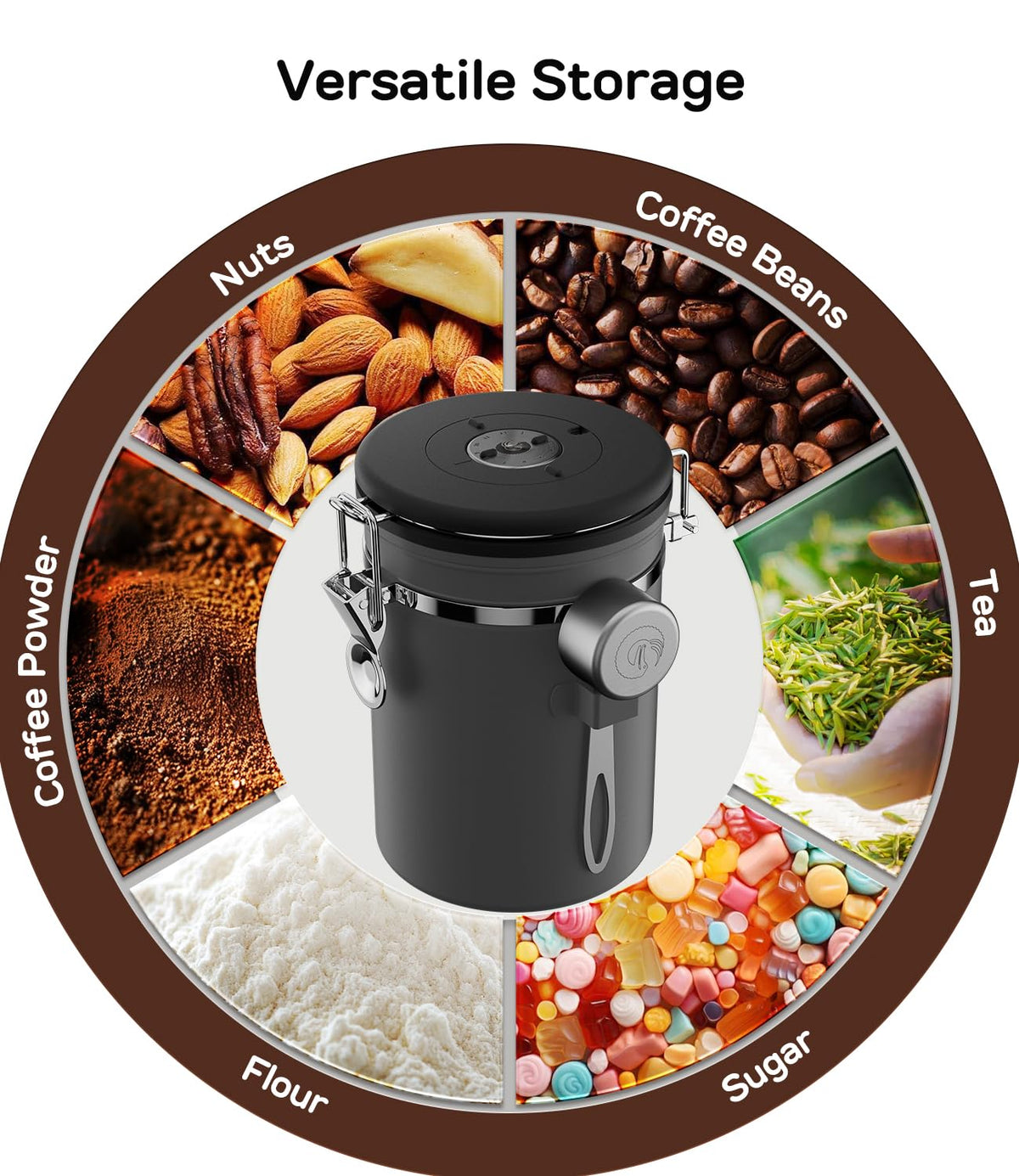 Coffee Gator stainless steel 11oz canister fits kitchen shelves