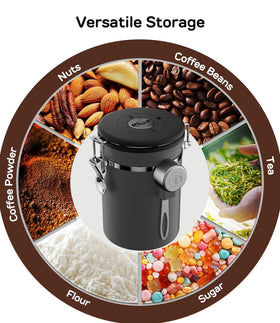Coffee Gator stainless steel 11oz canister fits kitchen shelves