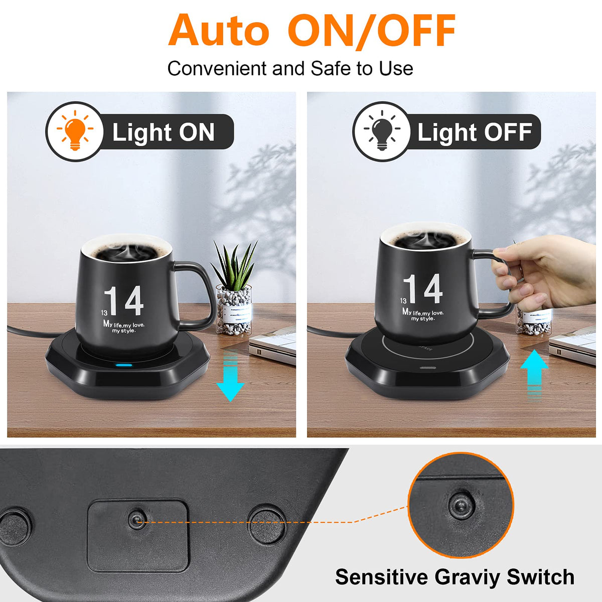 COFFEE MUG WARMER LED indicator glows while warming beverages