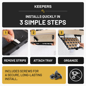 COFFEEKEEPERS Keepers self-tapping screws secure installation under cabinets for a sturdy setup.