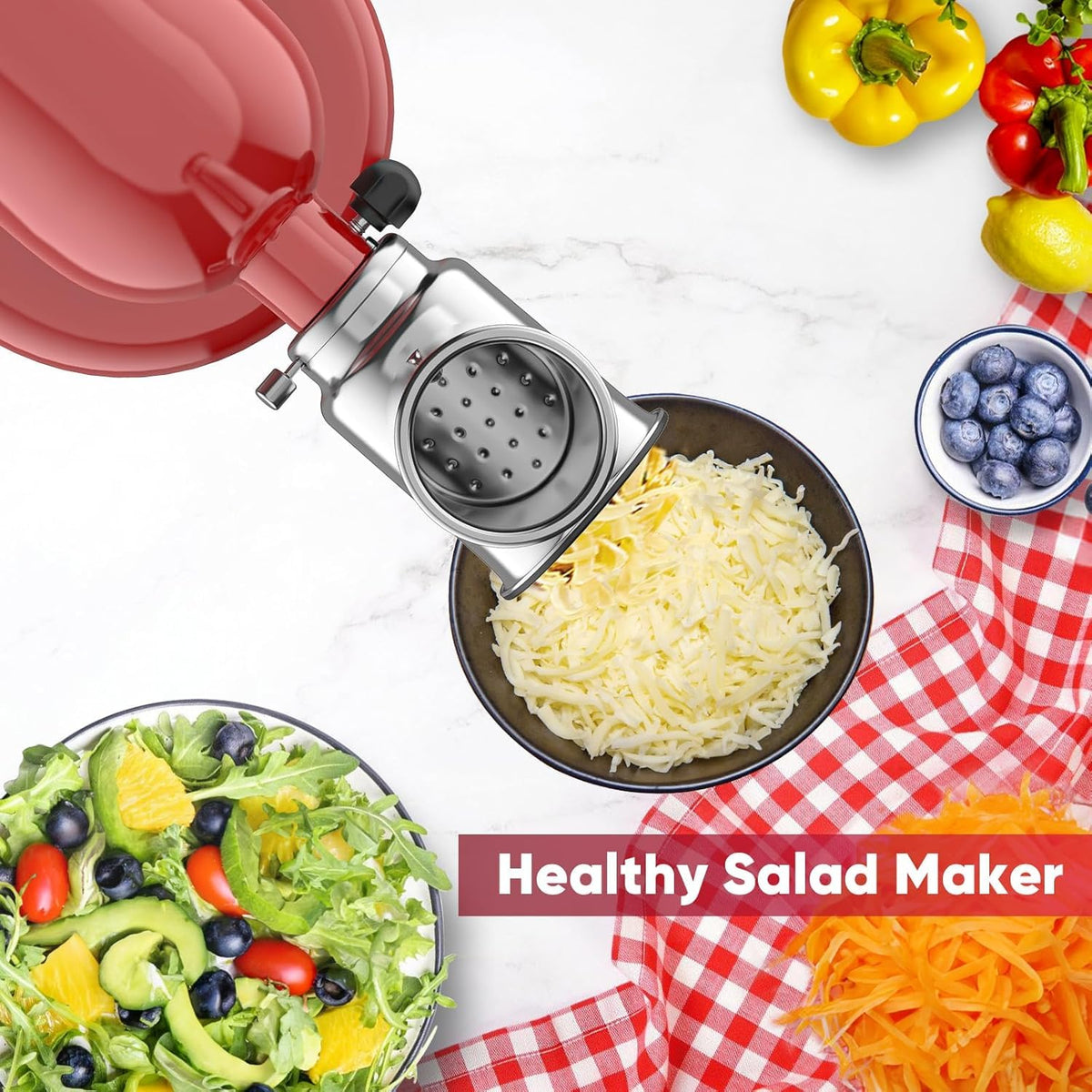 Cofun cheese grater attachment with four blades for versatile shredding and slicing