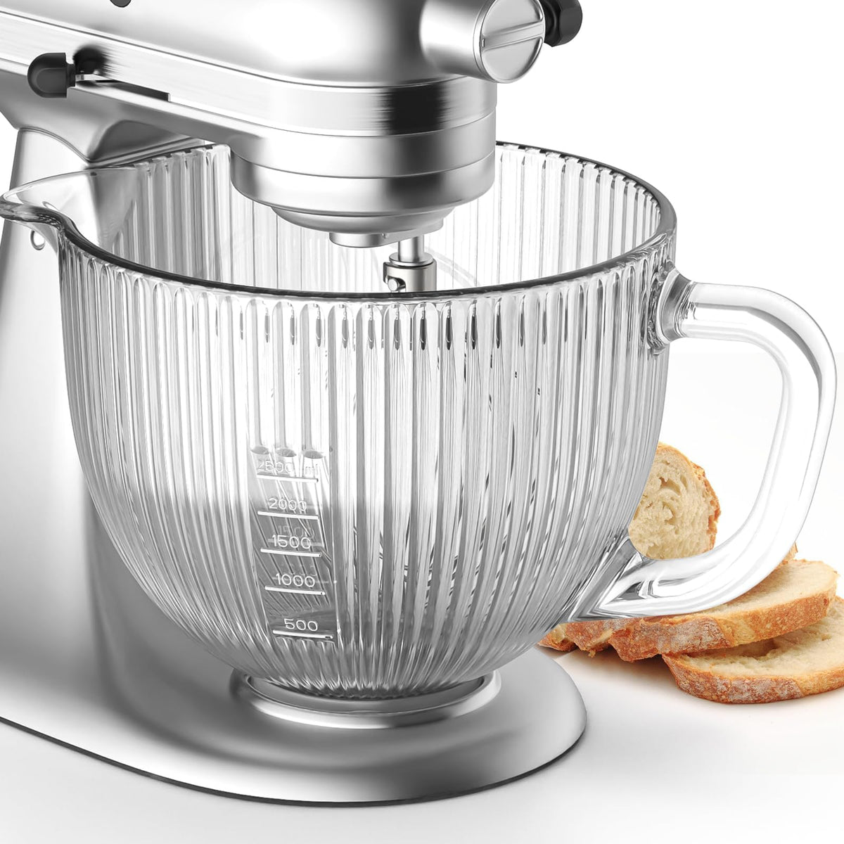 Cofun glass mixer bowl with pour spout for mess-free pouring