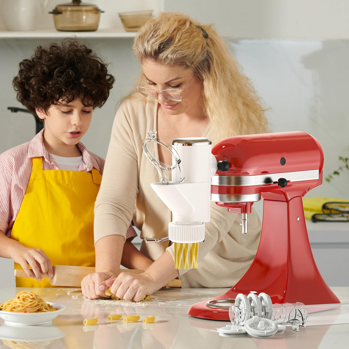 Cofun Gourmet Pasta Press in action shaping fresh pasta.