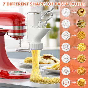 Cofun Gourmet Pasta Press showing built-in cutter for smooth dough flow.