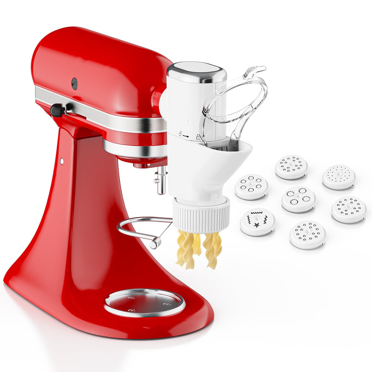 Cofun Gourmet Pasta Press with interchangeable plates for diverse pasta shapes.