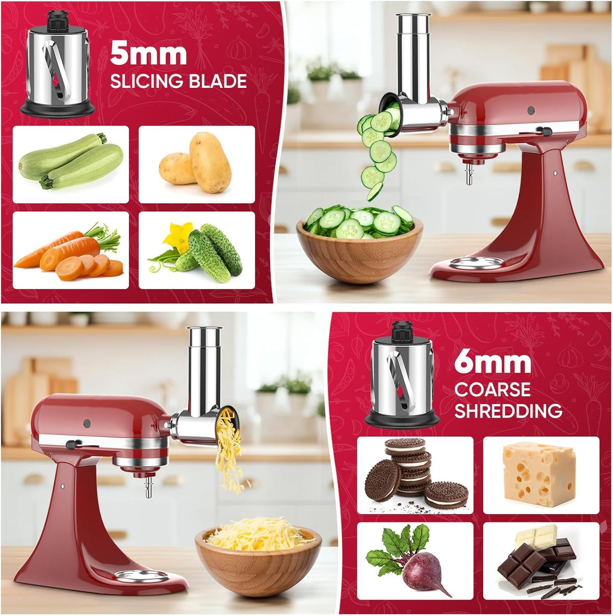 Cofun interchangeable blades set ready for slicing, shredding, grinding
