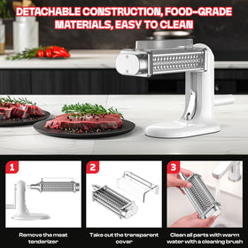 Cofun tenderizer blades inside ensure deep, even penetration.