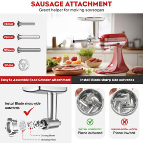 Cofun sausage stuffing tubes with KitchenAid for precise fills.