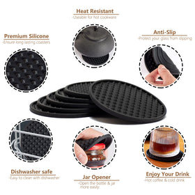 Coga set with holder keeps coasters organized on the tabletop.