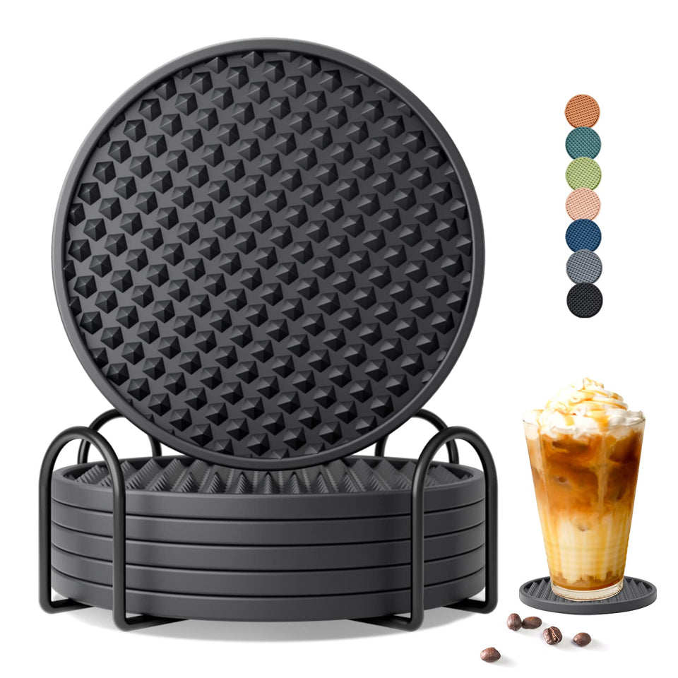 Coga drink coasters set of 6 with holder protects tabletops from heat.