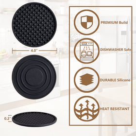 Coga silicone coasters feature a non-slip pattern that helps prevent spills.