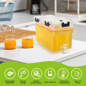 COHOMA slender fridge-compatible beverage dispenser fits shelves and tabletops.