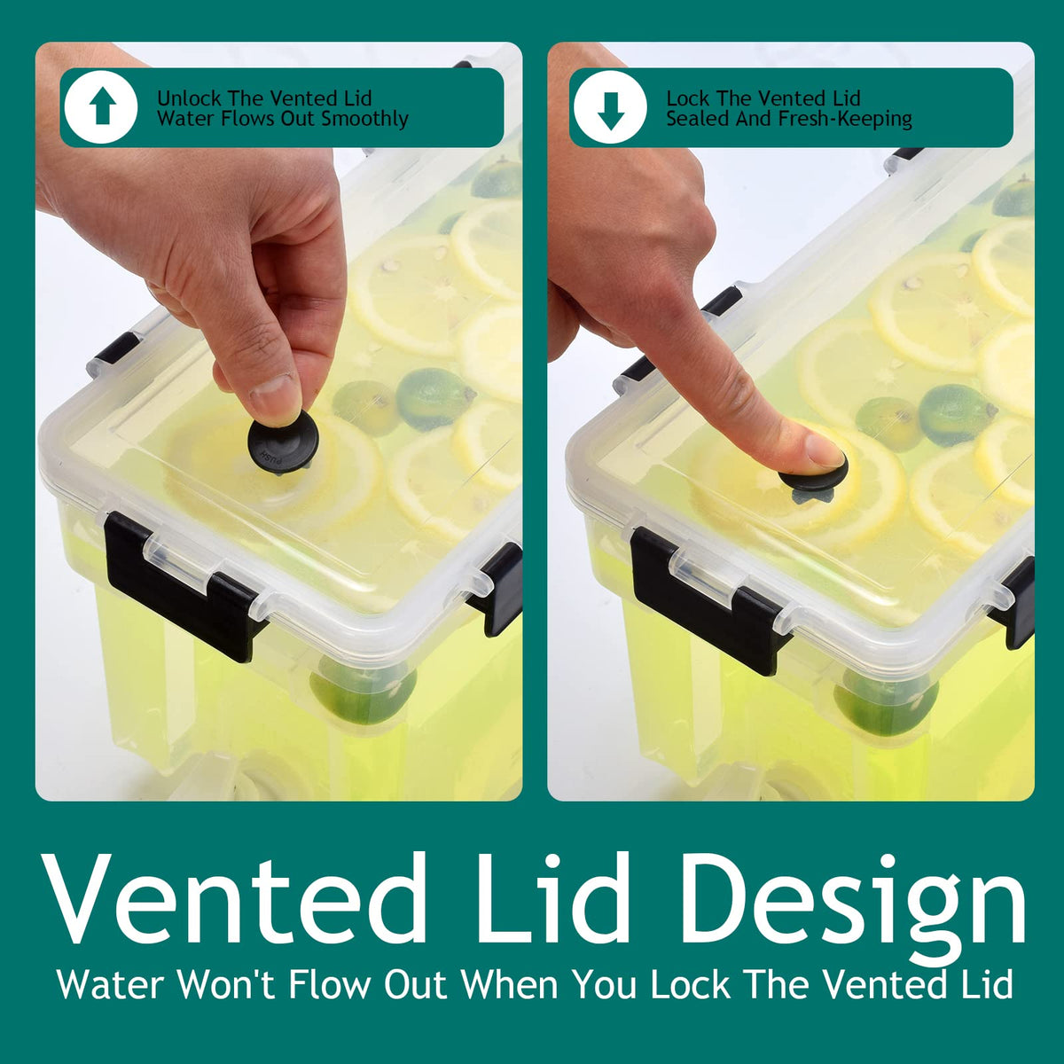 Leak-proof lid and seal prevent spills during serving.