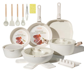 Coicur 23-piece ceramic cookware set overview for versatile cooking