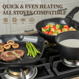 Space-saving stackable design of Coicur 23pcs set for compact kitchens and RVs