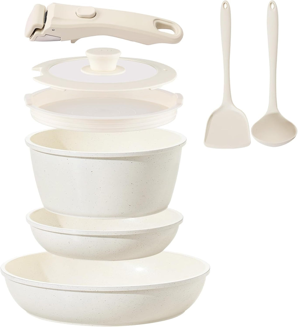 Coicur ceramic 8pc set with non-stick surface for easy food release