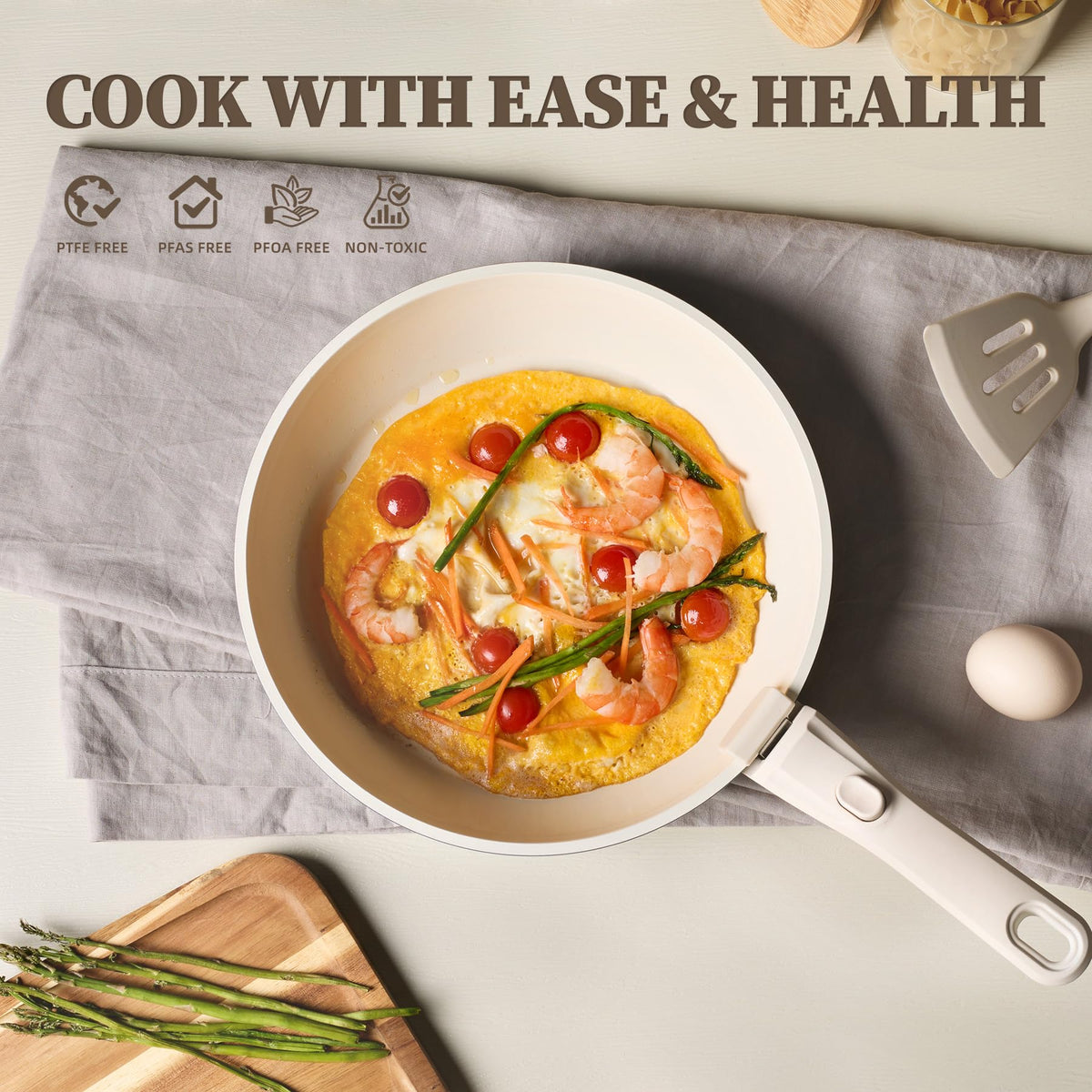 Coicur nonstick ceramic coating inside for smooth food release
