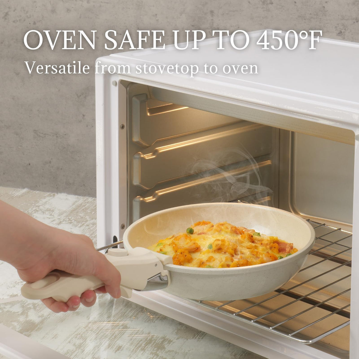 Coicur oven-safe up to 450°F for finishing dishes in the oven