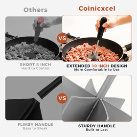 Coinicxcel six-curve blades deliver even texture for ground beef and turkey.
