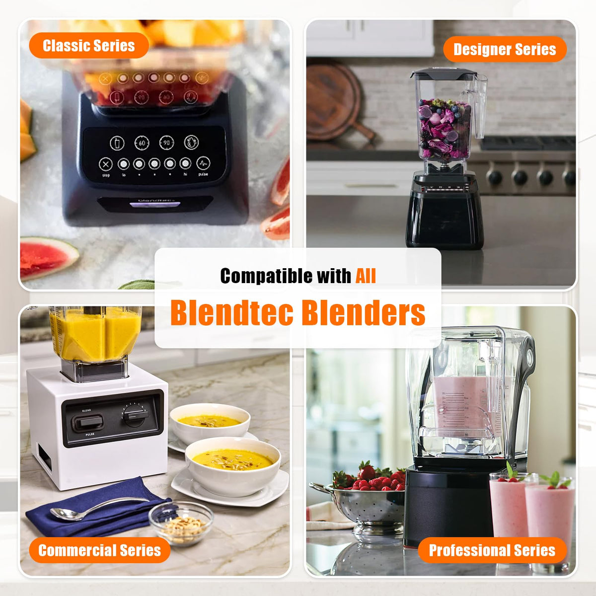 Coinsdans replacement jar for Blendtec four-sided pitchers, with seamless fit.