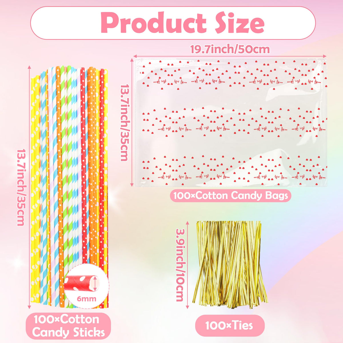 Coitak cotton candy bags with ties for secure packaging