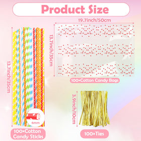 Coitak cotton candy bags with ties for secure packaging