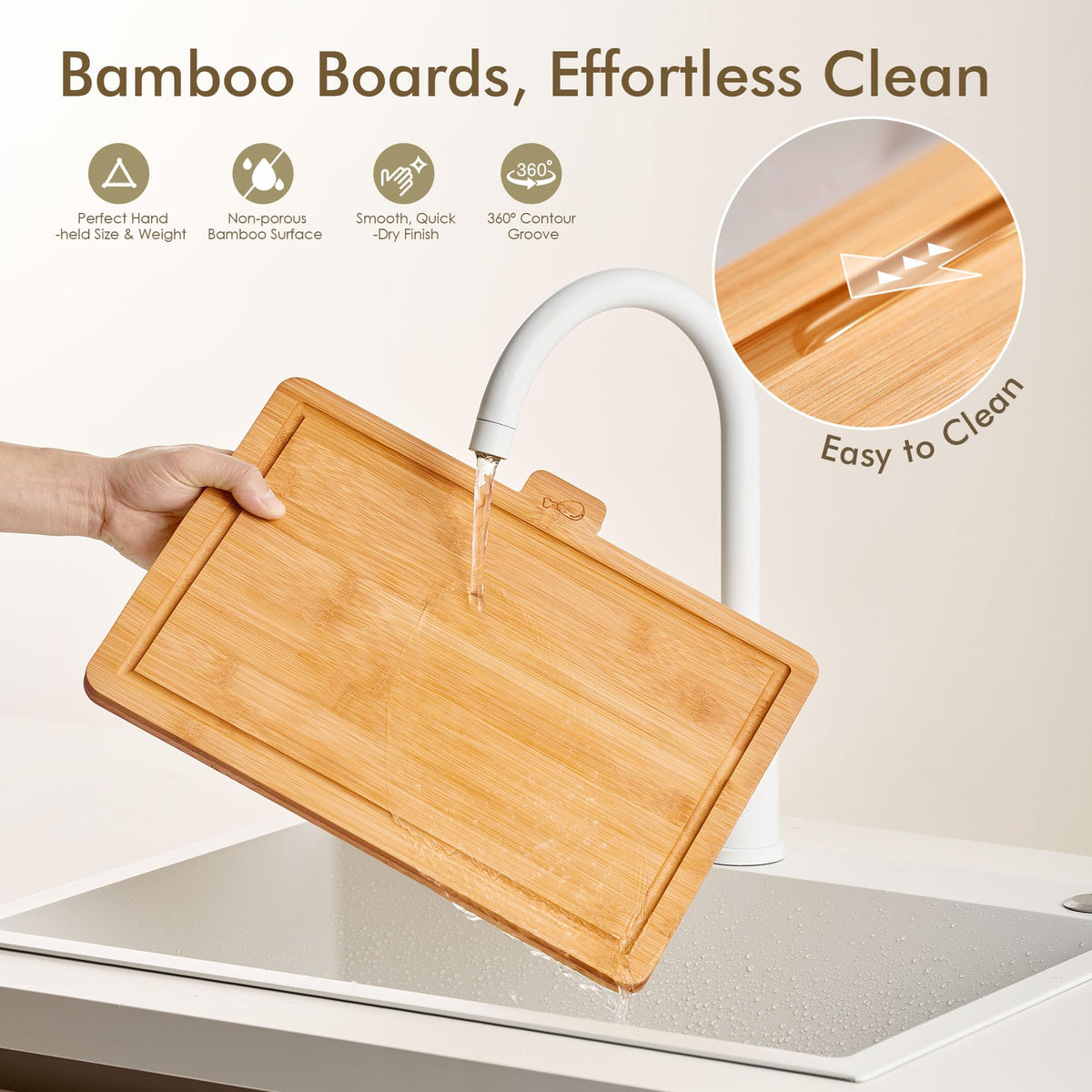 Coktaseleg bamboo cutting boards smooth surface for comfortable slicing.