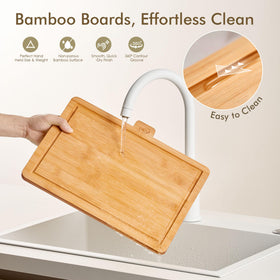 Coktaseleg bamboo cutting boards smooth surface for comfortable slicing.