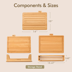Coktaseleg compact stand keeps boards neatly stored.